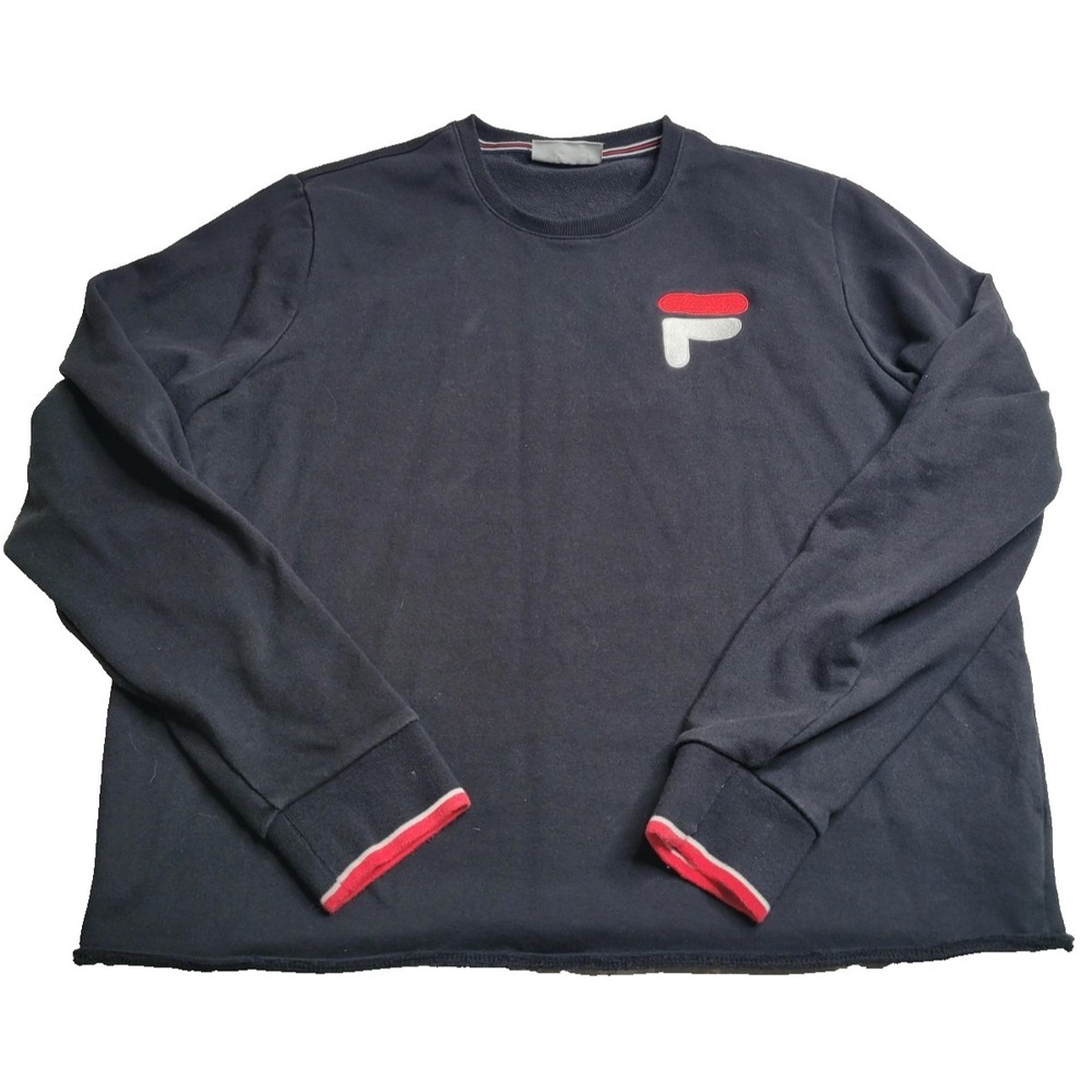 FILA VINTAGE Black Pullover Sweatshirt‎ Men's XL Embroidered